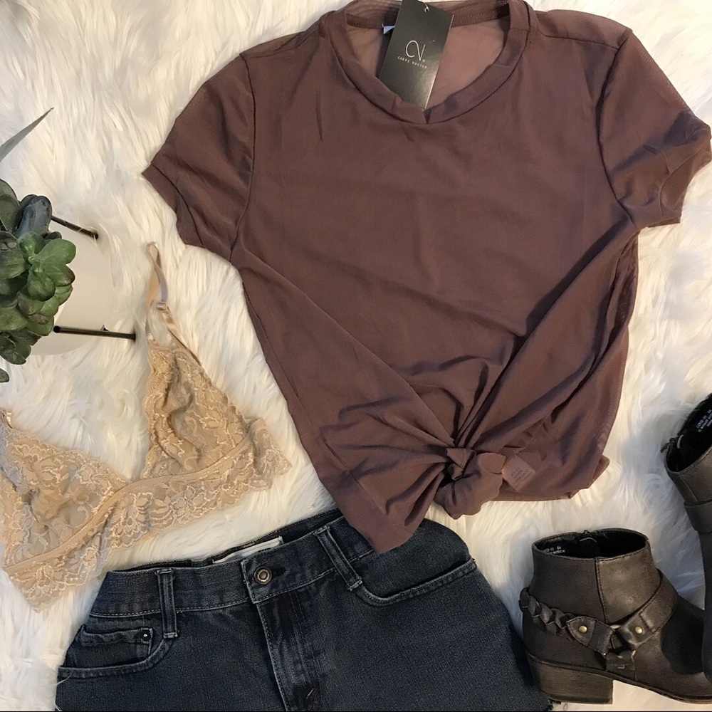Mesh Tee- taupe